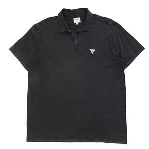 GUESS Eli Preppy Triangle Logo Short Sleeve Polo Casual Shirt Gray Mens Large
